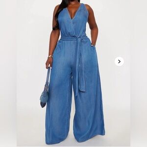 NWT Lola Wide Leg Jumpsuit - Medium Wash